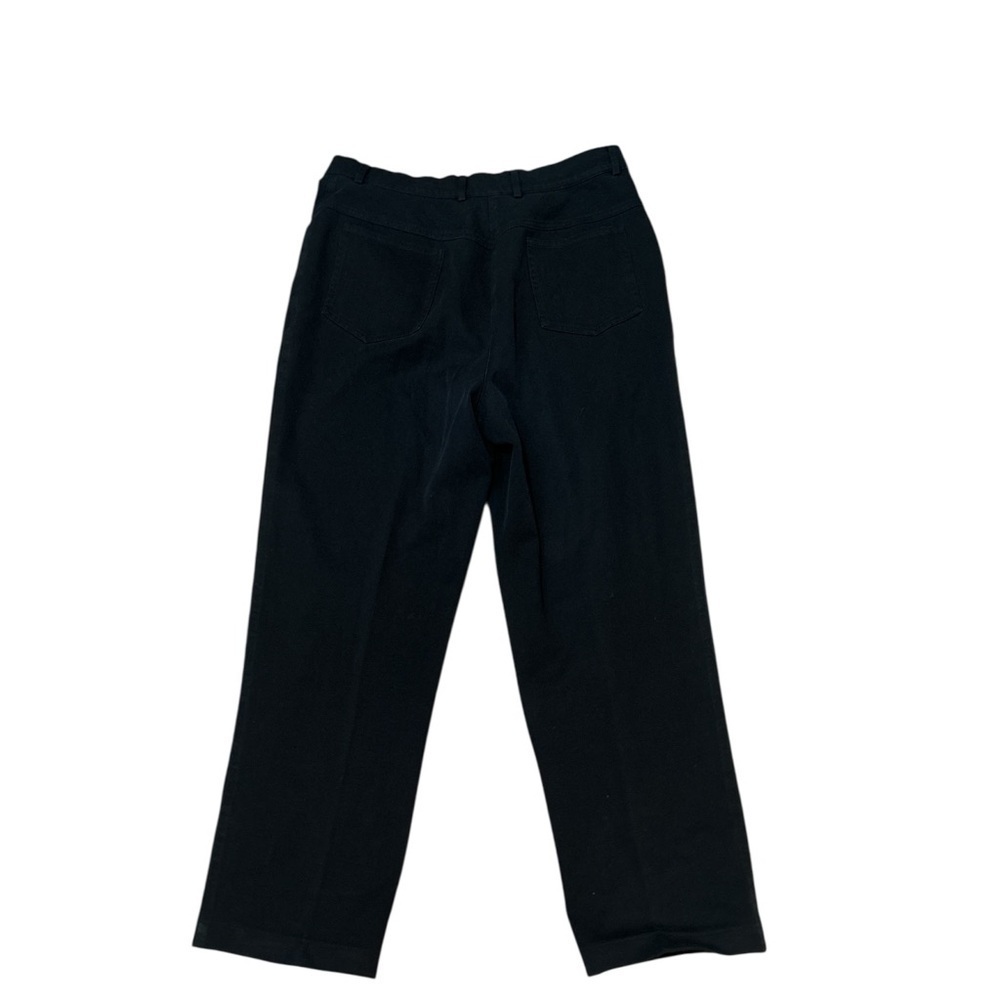 St. John Sport Marie Gray Trousers Straight Leg Denim Black Gold Buckle - Picture 6 of 7